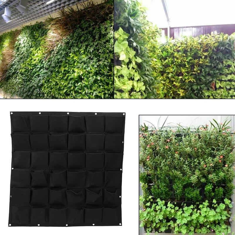 woobles Plant Hanging Bags,36 Pocket Outdoor Vertical Greening Wall Garden Plant Grow Bags for Apartments, Balconies, Patios, Schoolyards and Rooftop (36-Black) - Image 3
